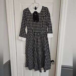 Black and white collared cocktail dress